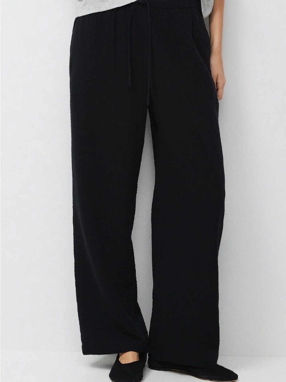 Aritzia Black Wide Leg Cotton Sail Paint
